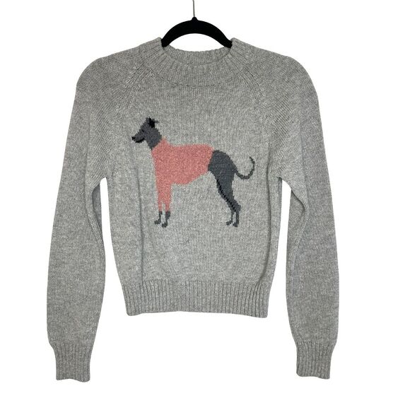 Rachel Antonoff Greyhound Dog Sweater Grey Alpaca Blend XS $348 Stan EUC - Picture 2 of 7